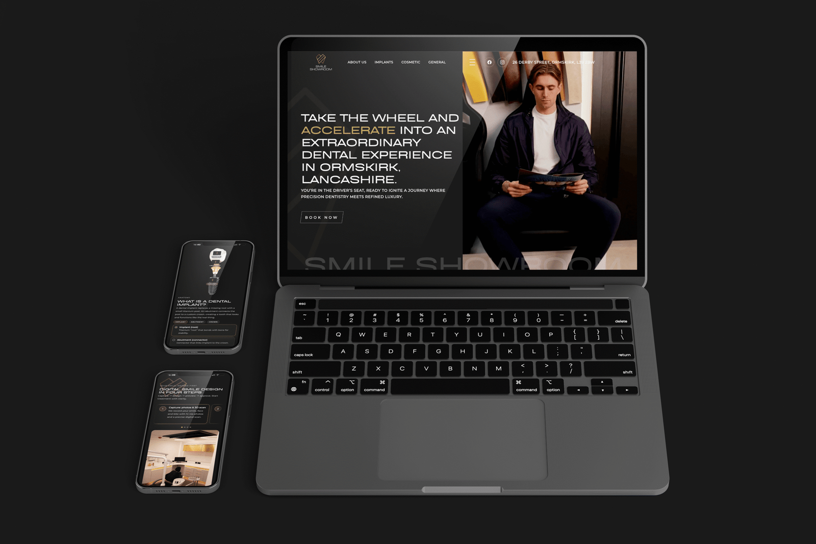 Smile Showroom website mockups
