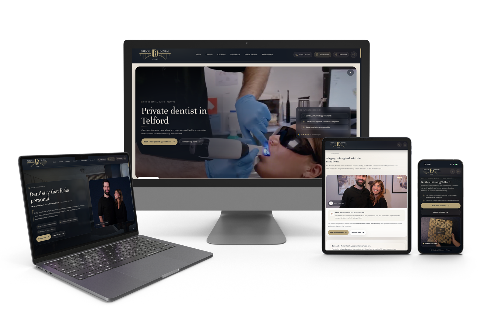 Bridge Dental Clinic website mockups