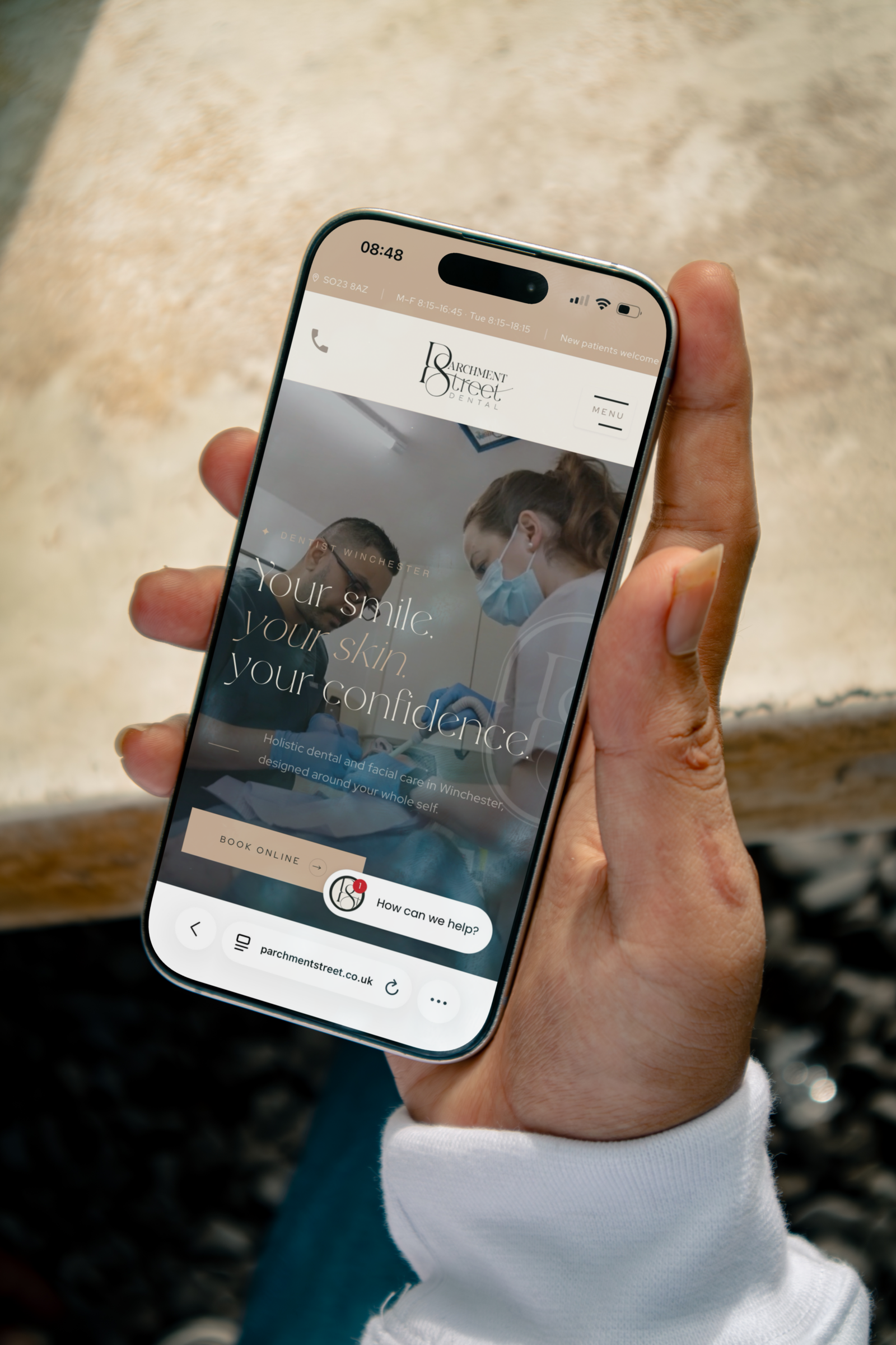Parchment Street Dental website mockup