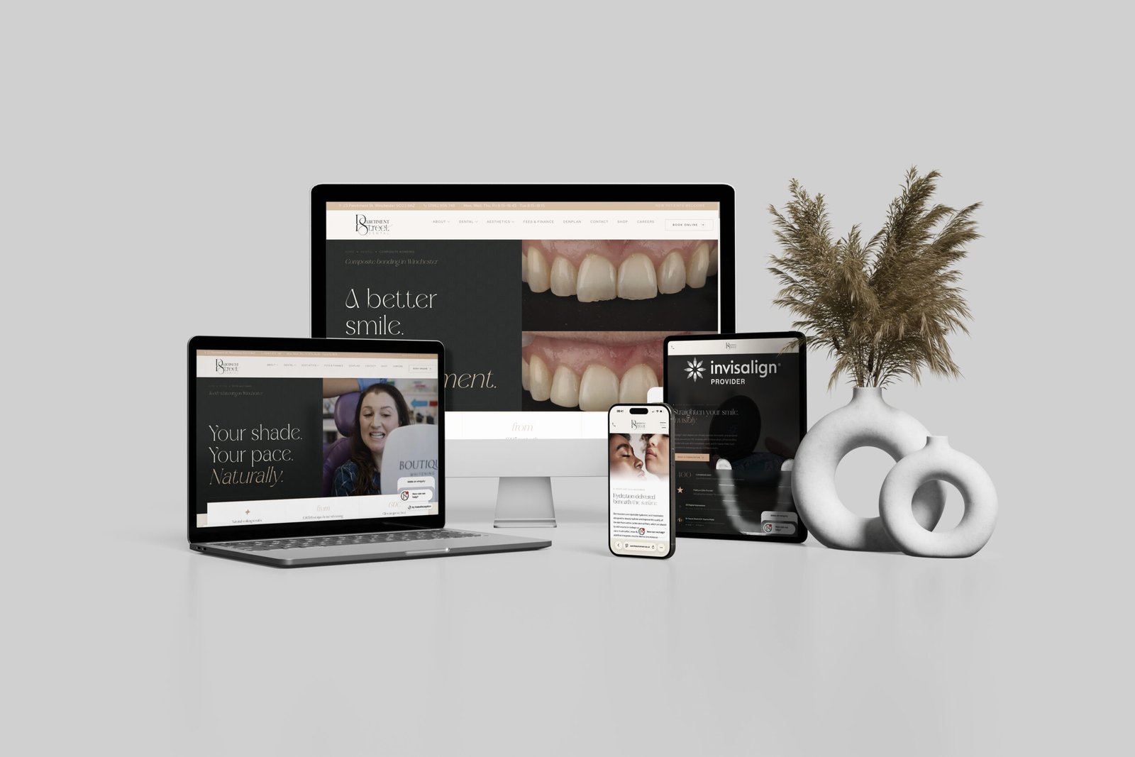 Parchment Street Dental website on desktop, tablet and mobile